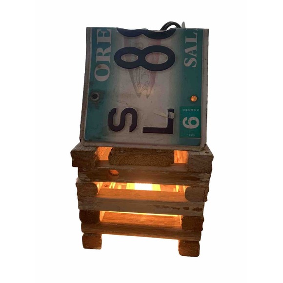 Cabin / Camping /Oregon License Plate Swag Light/Lamp With Edison Bulb - Picture 1 of 9